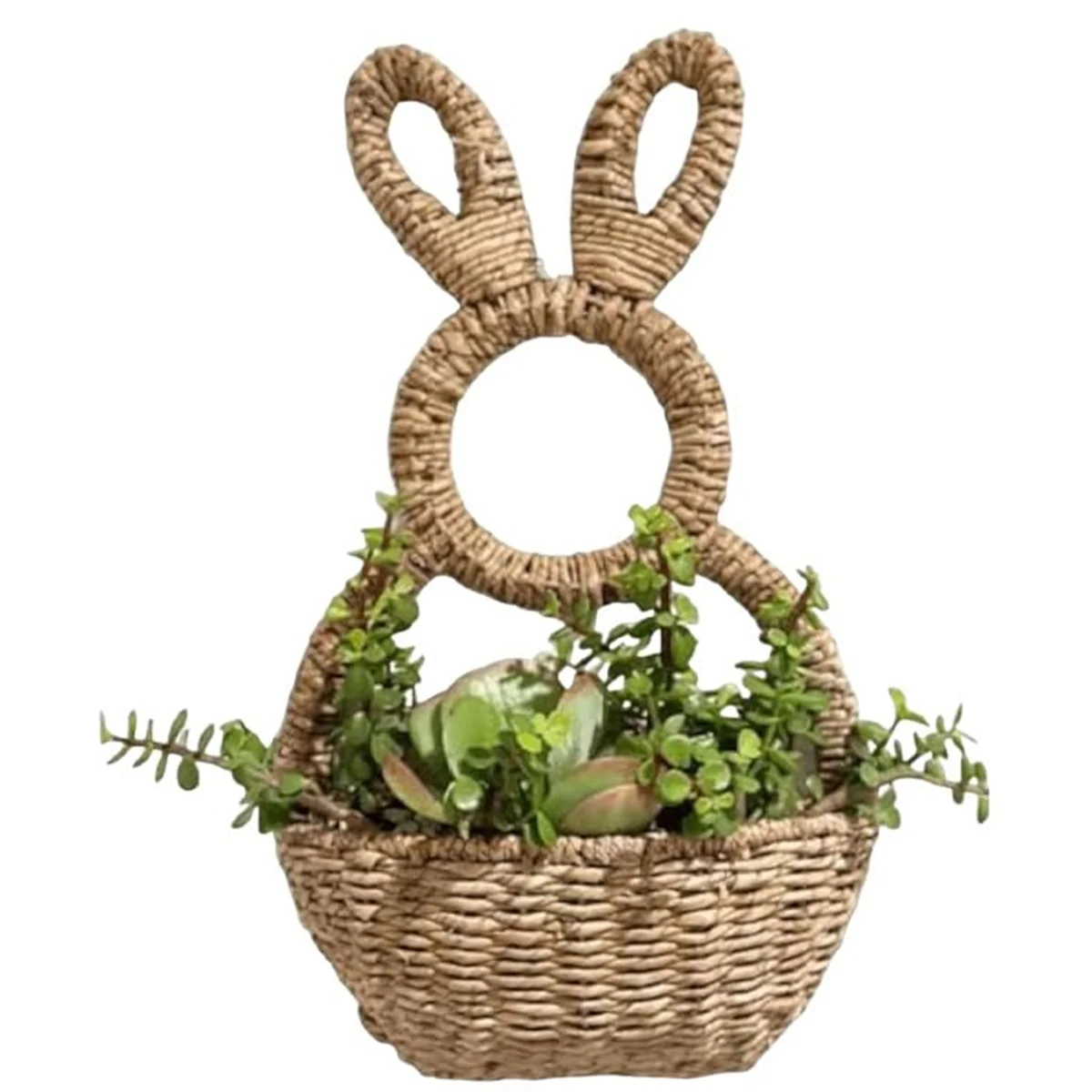 

NEW Bunny Basket Hanging Wall Pocket Spring Decor, Hand Woven Wicker Easter Bunny Basket Wall Pocket,for Decorations