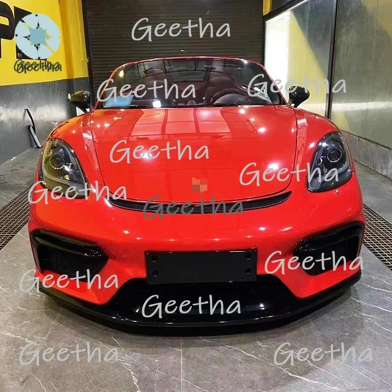 

for For Porsche 718 GT4 Style Front Bumper Body Kits Spoiler PP Material for Porsche 2017-2023 718 982 Cayman Boxster Car Grill
