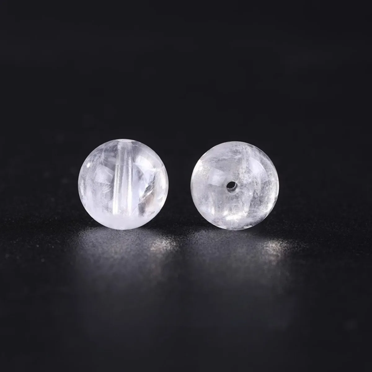 7-12mm Enhanced Natural White Phantom Quartz Beads Smooth Polished Round