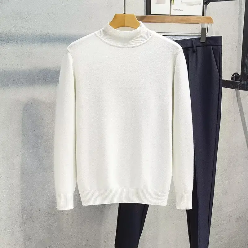 Maglione a maniche lunghe con collo a lupetto moda uomo primavera autunno nuovo pullover versatili allentati casual coreani top caldi semplici neri