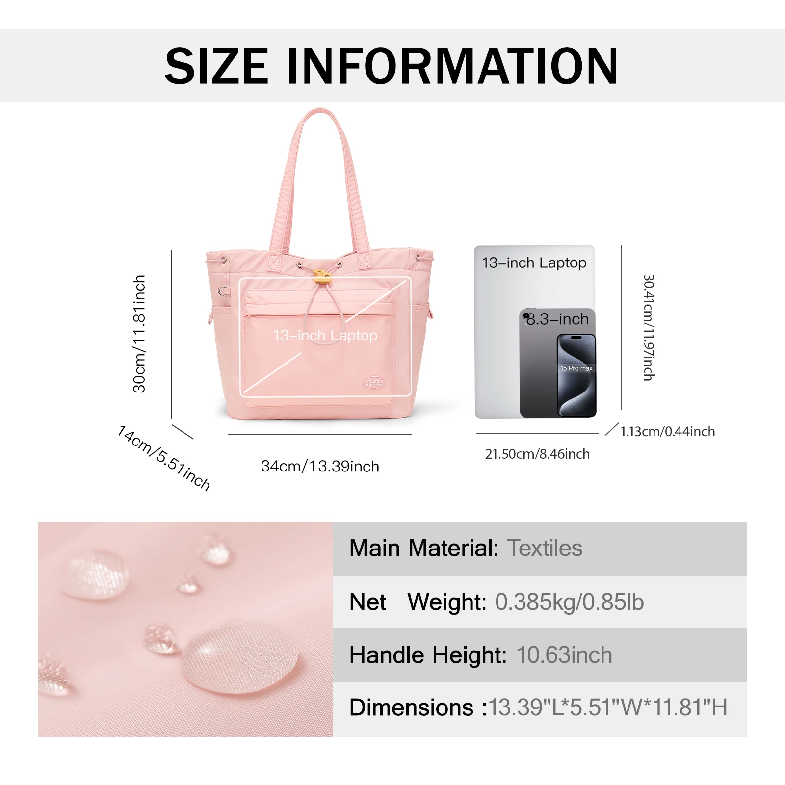 TOUTOU New Cute and Sweet Large Tote Bag Original Pink Large Tote Bag Daily Commuter Wielofunkcyjna torba na ramię