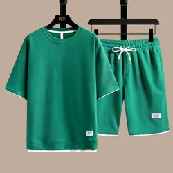 Roupa masculina shorts curtos e t-shirt combo, adequado para a redefinição legal e lat-back, preguiça, versátil, este sofisticado