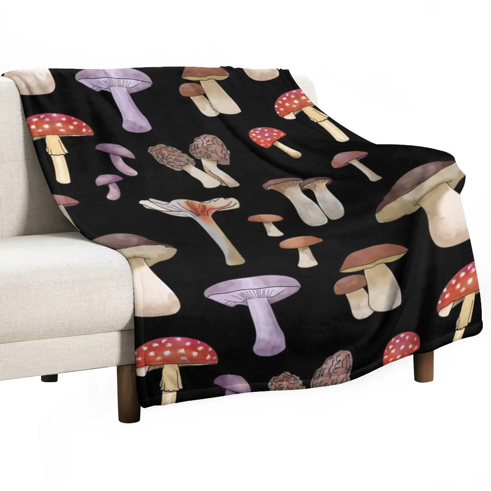 

Mushrooms From the Wood Throw Blanket Beautifuls bed plaid valentine gift ideas Polar Blankets