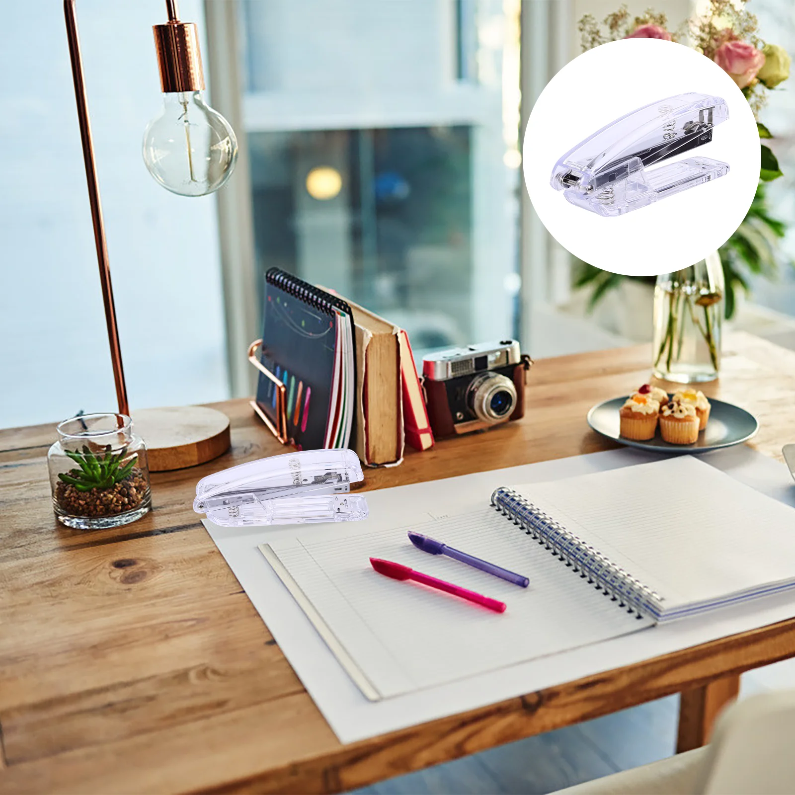 

1pc Creative Stapler Office Book Binding Tool Smooth Paper Stapling Machine For Office Supplies Silver