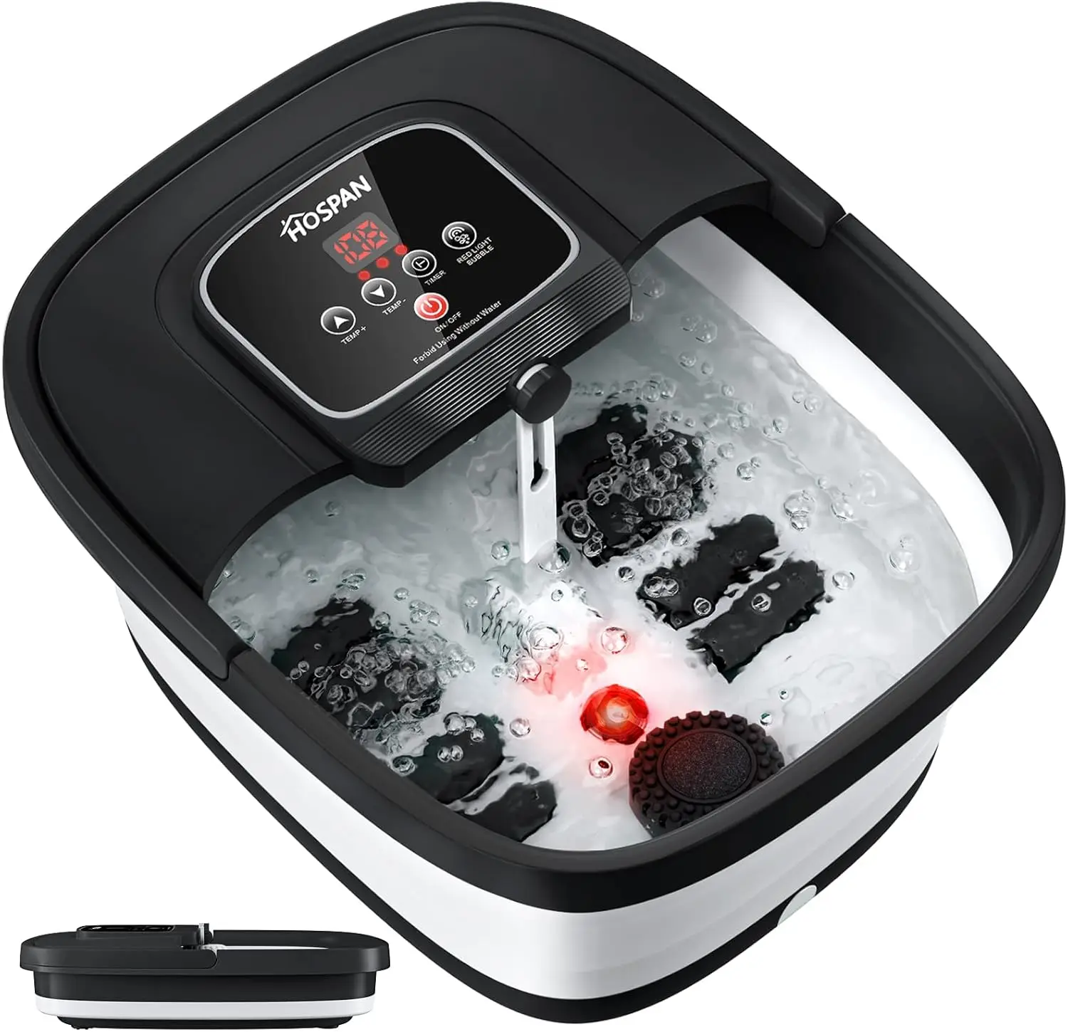

Collapsible Foot Spa with Heat, Bubbles, Red Light & Temperature Control, 8 Shiatsu Rollers for Relaxation and Stress Relief