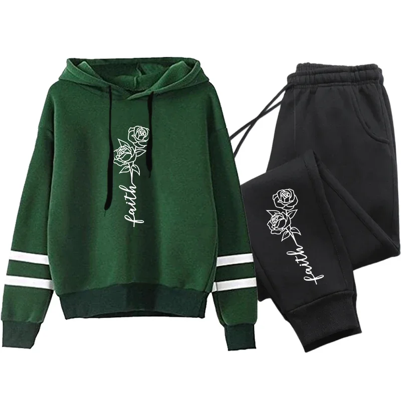 

Комфортный женский спортивный костюм для бега, повседневные уличные осенне-зимние качественные толстовки, повседневная цельная полосатая толстовка и спортивные штаны