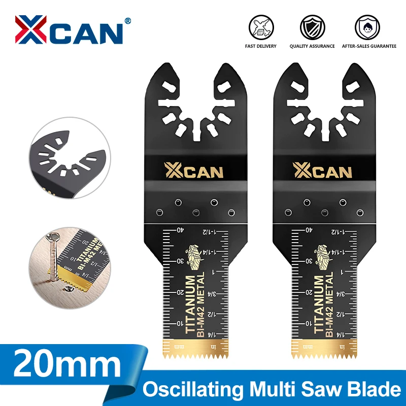 XCAN 1/2/5/10pcs 20mm Titanium Oscillating Saw Blades Bi-Metal Oscillating Multitool Blades For Metal Wood Nails Screws Cutting