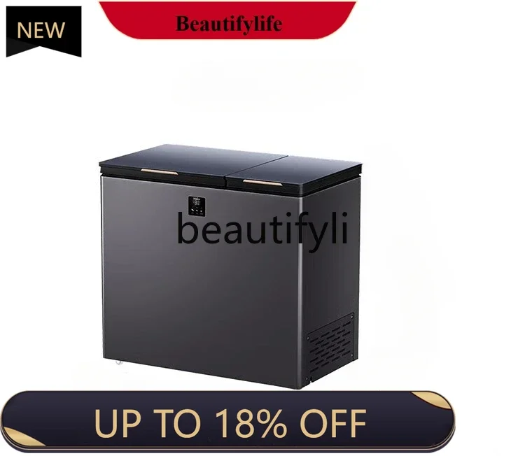 

Double temperature double room household 212/215/291 liters refrigerated and frozen dual-purpose double door horizontal freezer