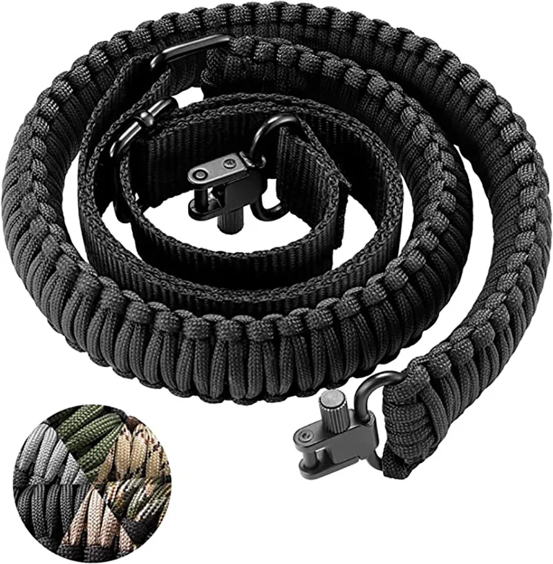 Outdoor Rifle Sling 550 Paracord Sling Tactical 2 Point Sling with Tri-Lock Swivel Shotgun Strap Ar 15 Accessories Hunting Gear