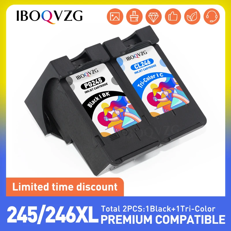 

IBOQVZG PG245 CL246 Compatible Ink Cartridge for Canon PG-245 CL-246 PG 245 CL 246 MG2450 MG2520 MG2550 MG2920 Inkjet Printer