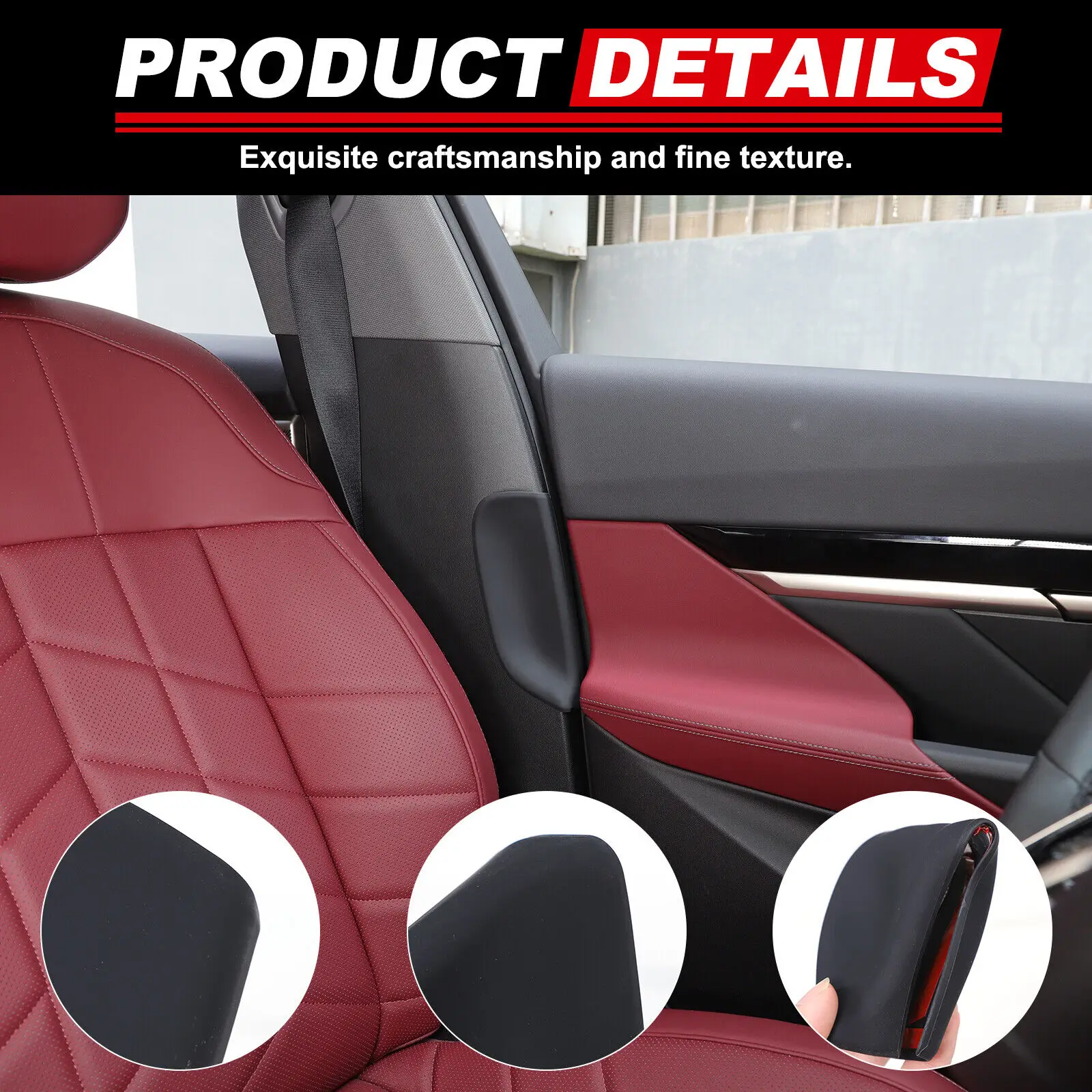 Silicone Black/Red Car B-pillar Anti-collision Decorative Sticker Trim For BMW 5 Series G60 G61 2024-25 Car Interior Accessories