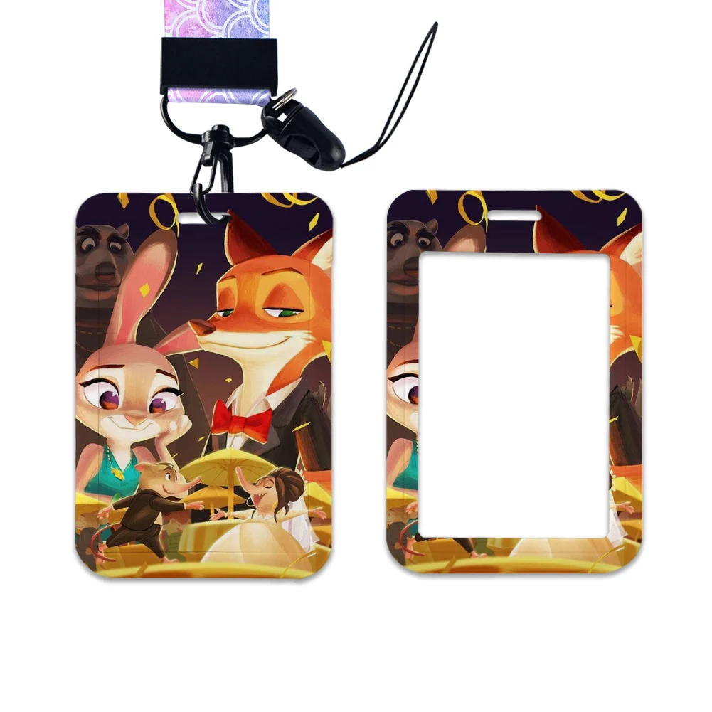 Work Card Holder Disney Zootopia Name Badge Holder with Keychains Student Id Card Lanyard Holder Accessories
