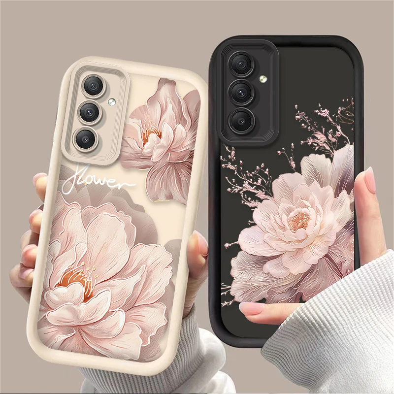 Beautiful Oil Painting Lotus Flower Soft Case for Samsung Galaxy S25 S24 S23 Ultra S22 S21 Plus FE 5G A54 A34 A14 A73 A53 A33 5G