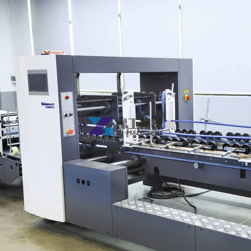 Yugong PCS Fully Automatic 6 Corner Corrugated Boxes Paper Carton Folder Gluer Machine