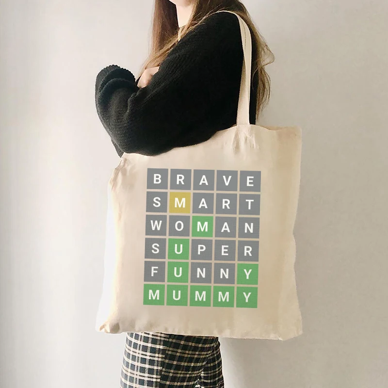 Brave Smart Women Super Funny Mummy Tote Bag Daily Commute Canvas Shoulder Bags Reusable Shopping Handbag Trendy Folding