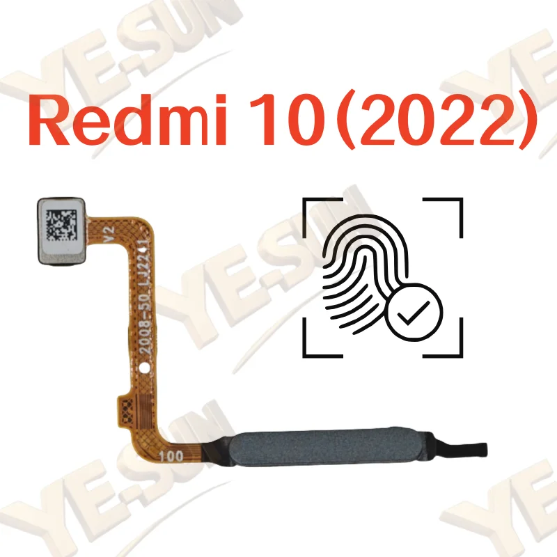 

For Xiaomi Redmi 10 (2022) Fingerprint Sensor Home Return Key Menu Button With Side Power On Off Flex