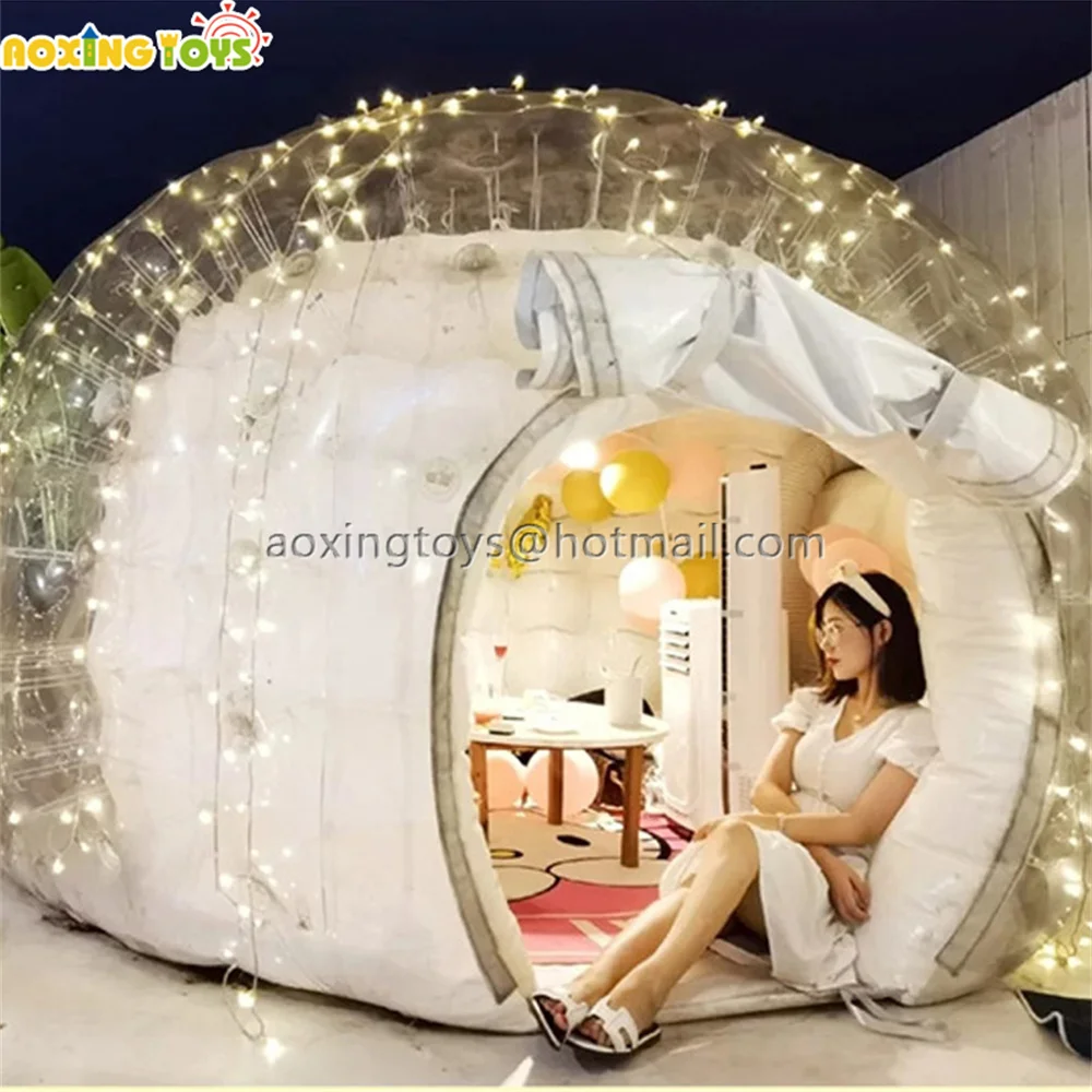 Outdoor Transparent Inflatable Bubble Camping Tent Geodesic Dome Tent Clear Igloo House For Yard Restaurant Party Hotel