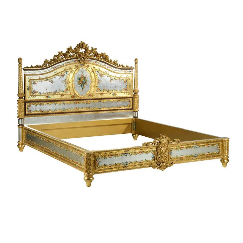 

modern european solid wood bed Fashion Carved luxurious french bedroom set furniture king size jxj10