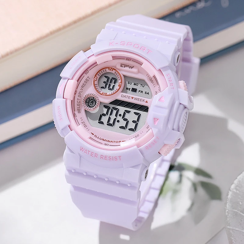 TPW Candy Colored Digital Watch for Teenage Girls Water Resistant Fashion School Student Timepiece Wrist Watch