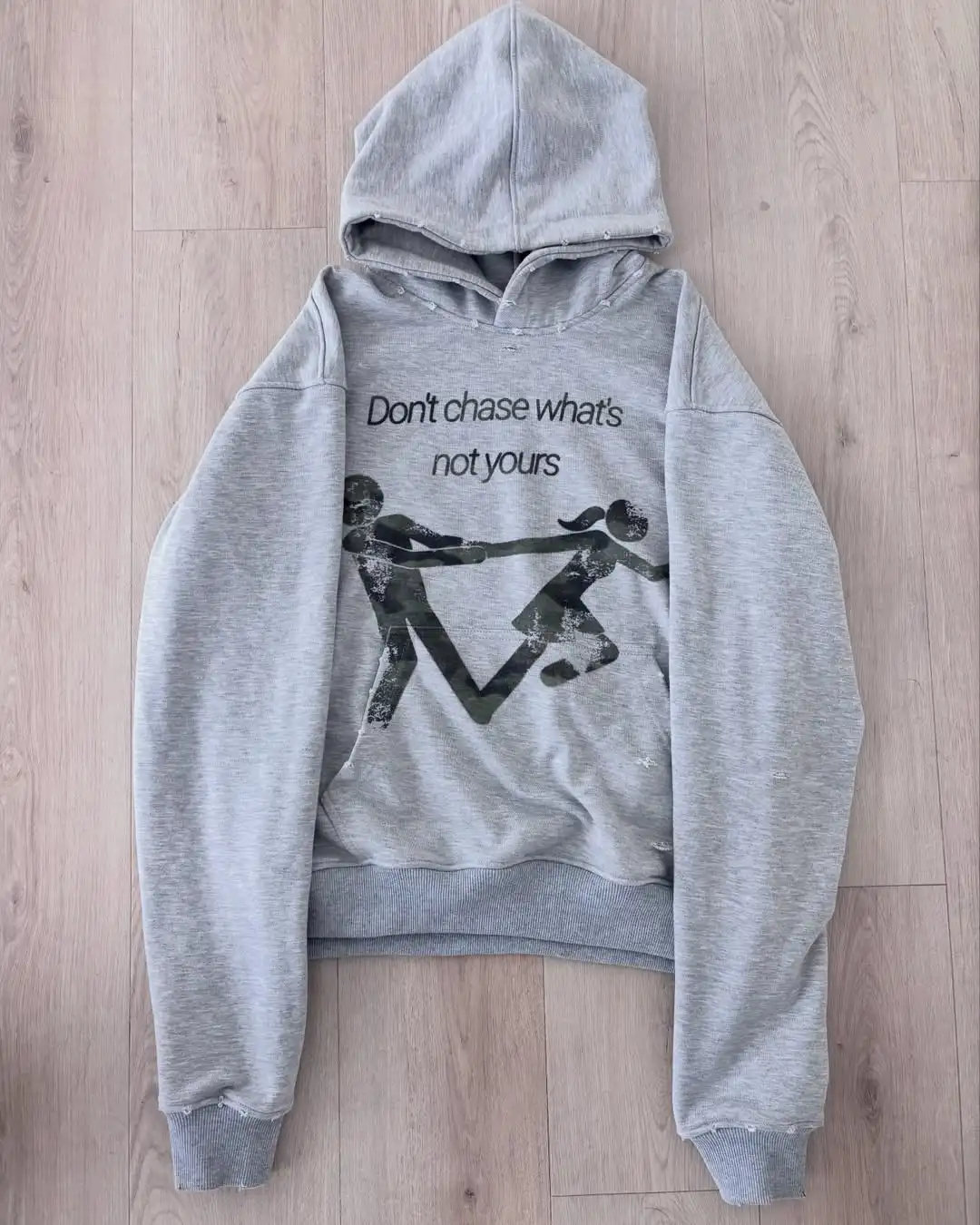 Y2K Gray Sport Don’t chase Hoodie Print Sweatshirt Men Women Vintage Classic Hip Hop Streetwear Tracksuit Men Clothing Loose Top