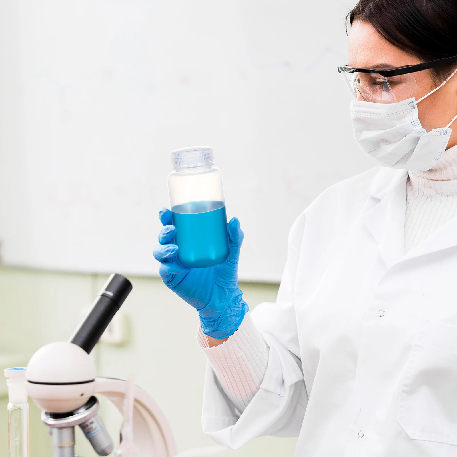 

4Pcs Reagent Bottles Clear Plastic Laboratory Liquid Storage Containers Chemical Sample Bottles Caps for