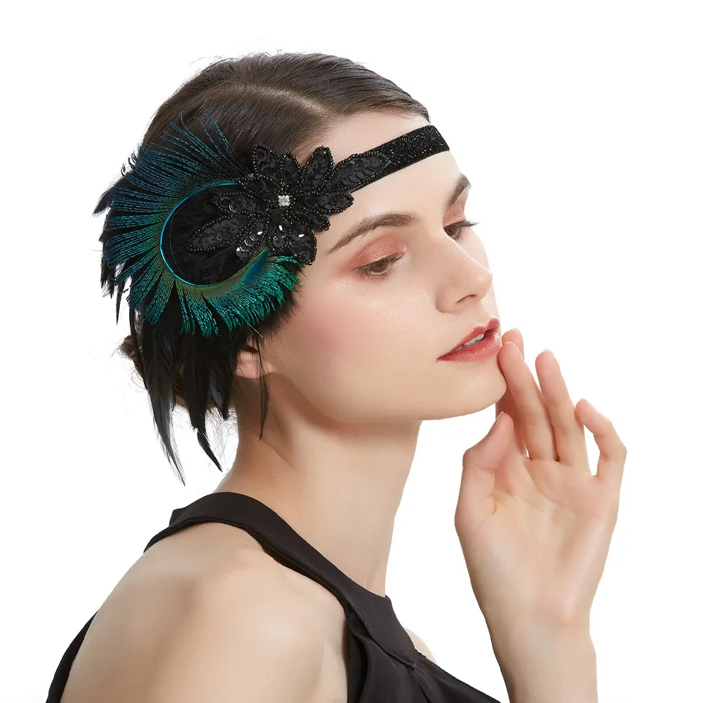 

Повязка на голову в стиле 20-х годов для женщин, украшенная бисером, ретро-украшение для волос, идеально подходит для коктейльных вечеринок, выпускных, вечерних мероприятий, Рождества, в стиле 20-х.