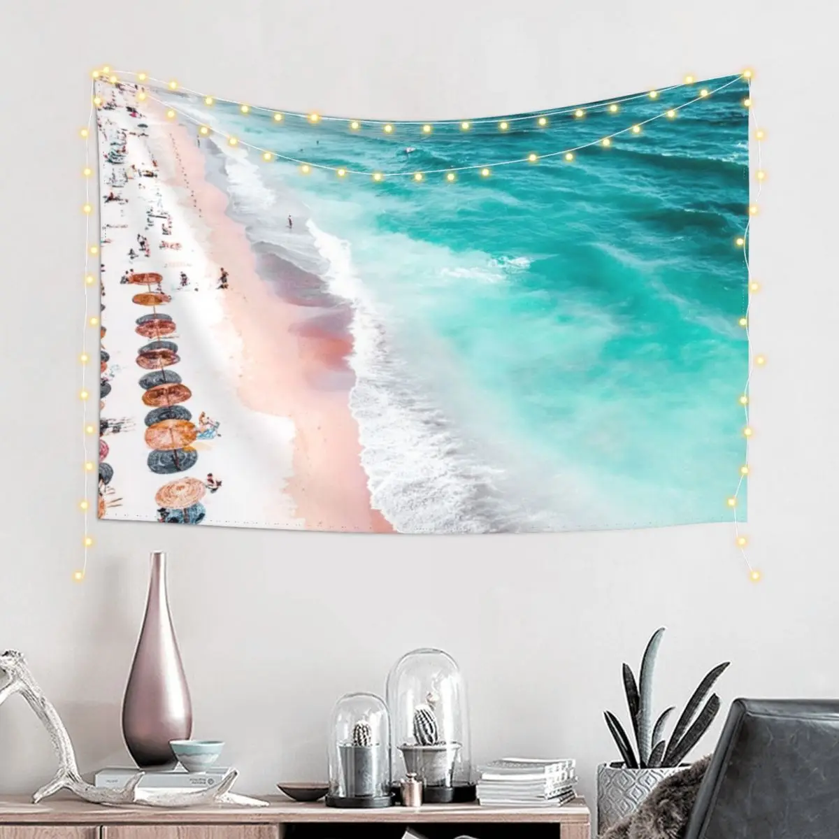 Aerial Beach Print, Aerial Photography, Beach Blue Ocean Seaside Ocean Waves Ar Tapestry Wall Tapestries Tapestry