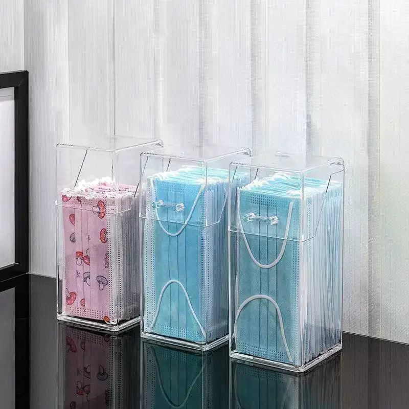 1 Transparent Mask Storage Box With Lid, Dust-proof Mask Box, Makeup Brush Storage Box