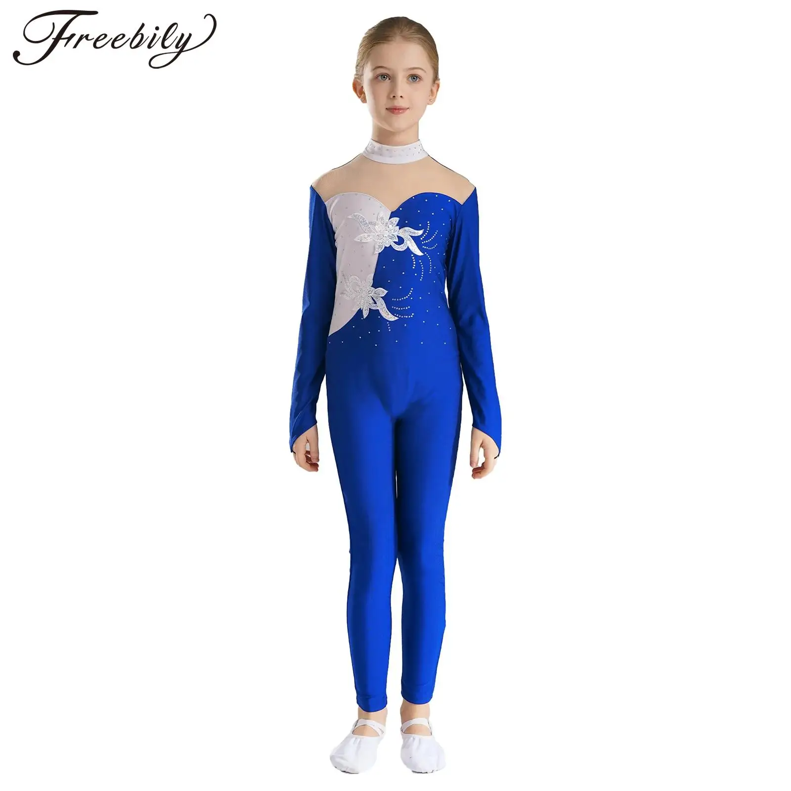 

Kids Skating Gymnastics Jumpsuit for Girls Long Sleeve Full Bodysuit Ballet Dance Leotard Acrobatics Sport Workout Dancewear