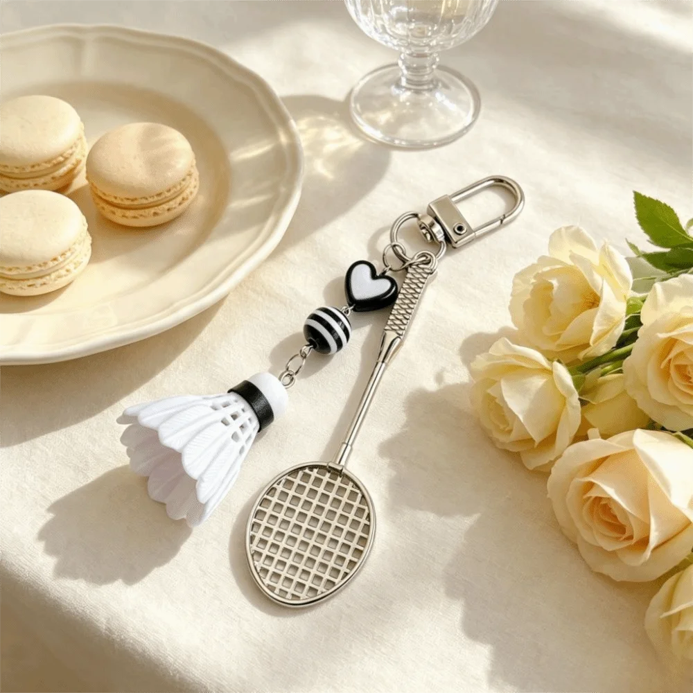 Mini Size Badminton Keychain Creative Design Novelty Shape Badminton Racket Keychain Simple Shape Exquisite Workmanship