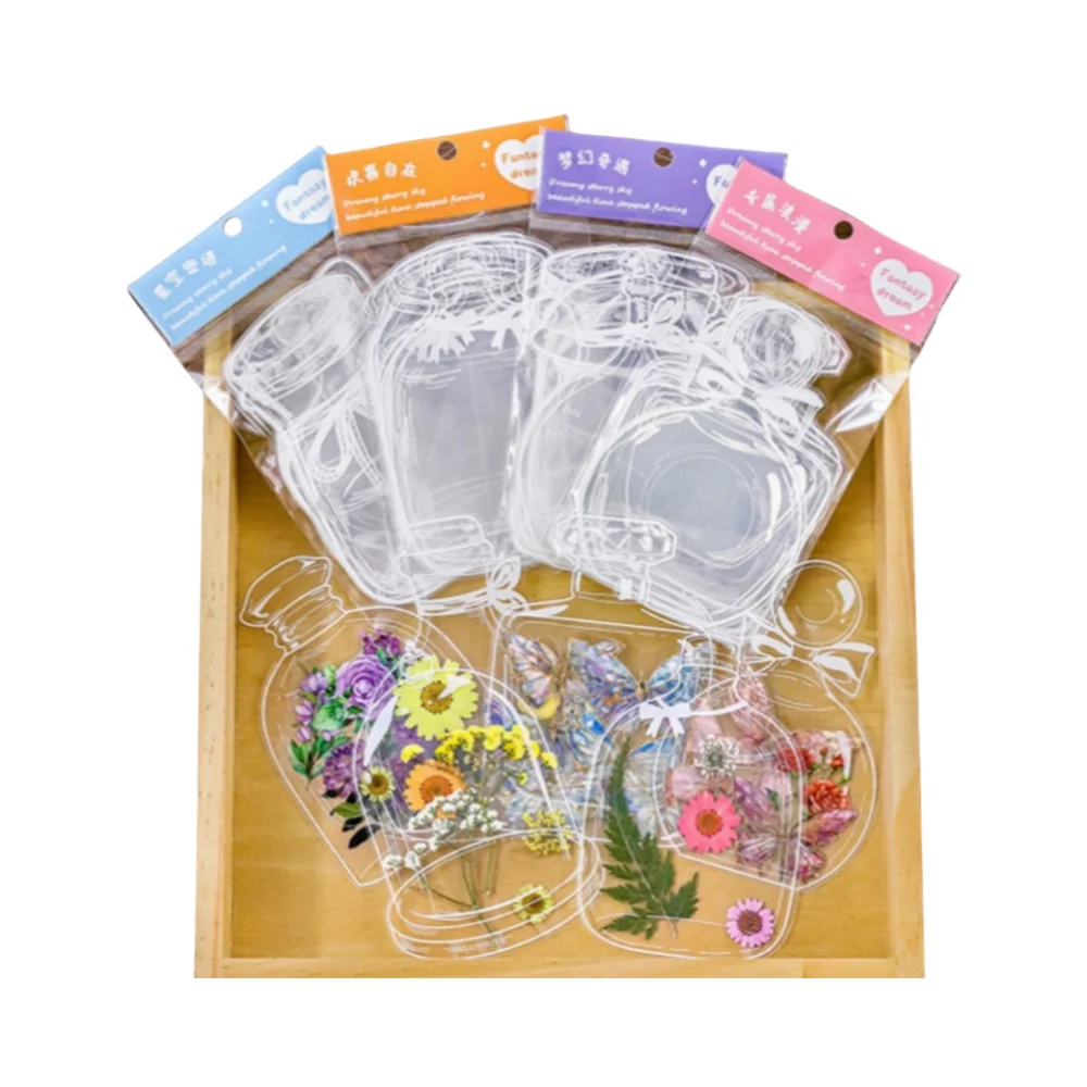 DIY Handmade Dried Flower Bookmark 20pcs PET Transparent Sticker Creative Gift Book Accessories Bottle Stickers Stationery