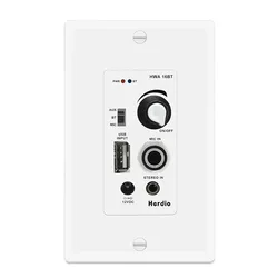 Herdio In Wall Audio Control Amplifier Receiver 2 Channel Wall Plate With USB Microphone Aux (3.5mm) Input 100Watt Max Module