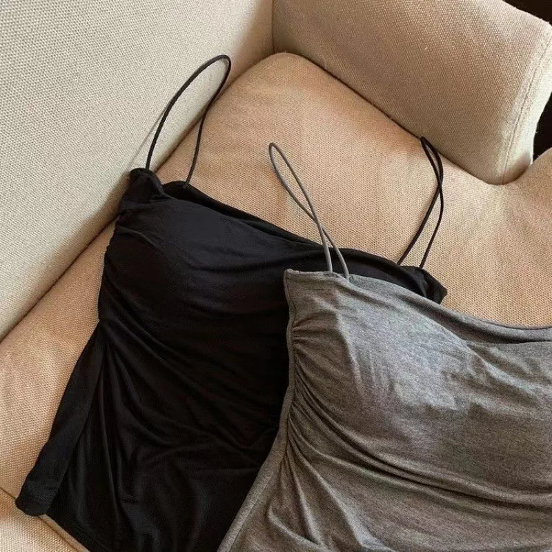 Top Halter para Mujer, Estilo Coreano de Verano, Tendencia de Moda, con Sujetador Incorporado, Elástico, para Playa y Uso Diario Casual