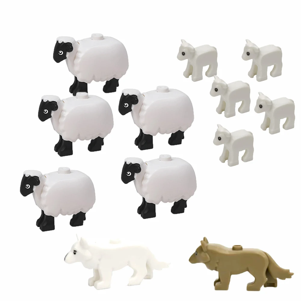 Boerderij & Wilde Dieren Bouwstenenset - Realistische geit-, schapen- en wolffiguren - Educatief speelgoed