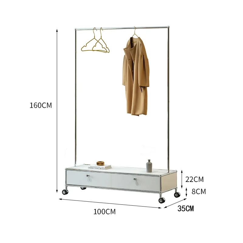 

Coat rack with drawers, living room floor-to-ceiling home, stainless steel modern minimalist, removable, hanger
