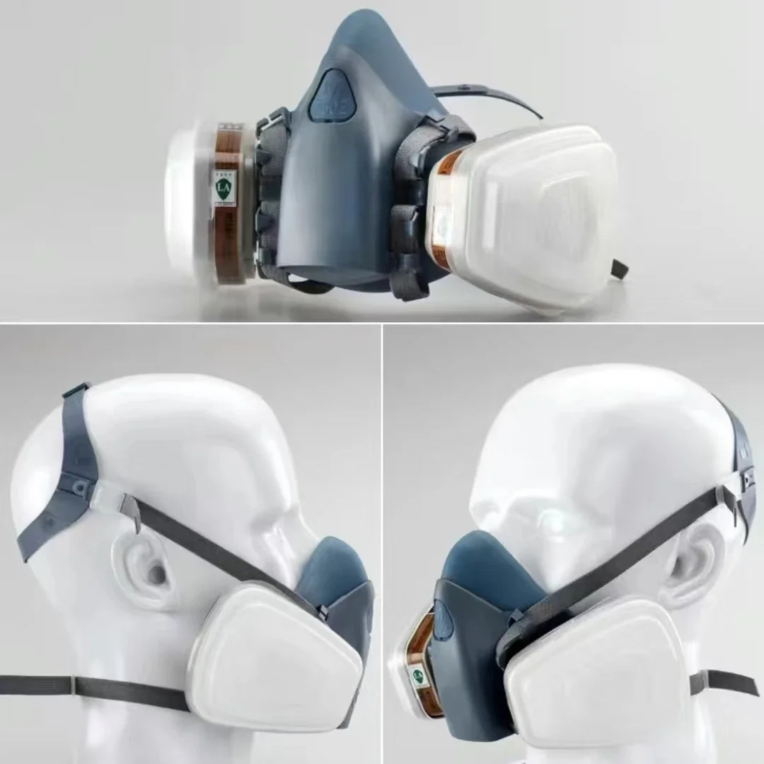 7502 قناع الغاز كمامة كيميائية قناع واقٍ رذاذ الطلاء الصناعي يمكن أن يتطابق مع 6000 فلتر مضاد للغاز العضوي