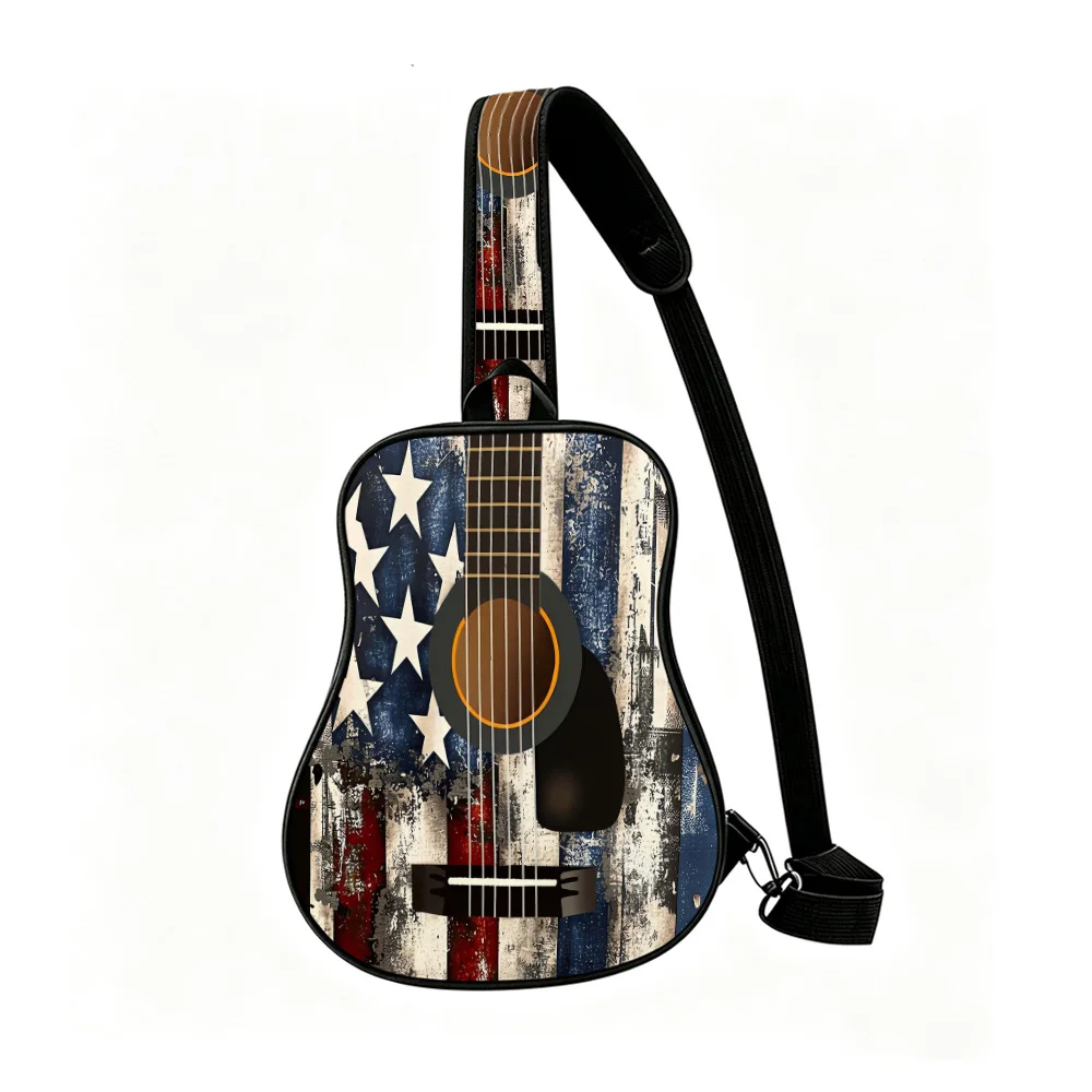 American art Men's Guitar Chest Bag, Sports Sling Pack with Inner Pocket, Breathable Running, Great Gift for Music Lovers