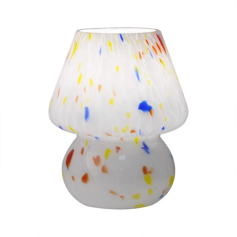 Creative Art American Ink Decoration Ins Style Bedroom Bedside Decoration Study Living Room Glass Mushroom Small Table Lamp