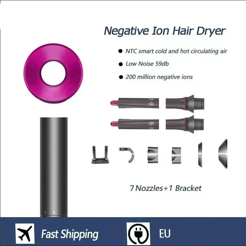 1.8m Leafless Hair Dryer Strong Power Blow Hair Dryer Quick Dry Travel Home Hair Styler Negative Ionic Hairdressing Salon Tools