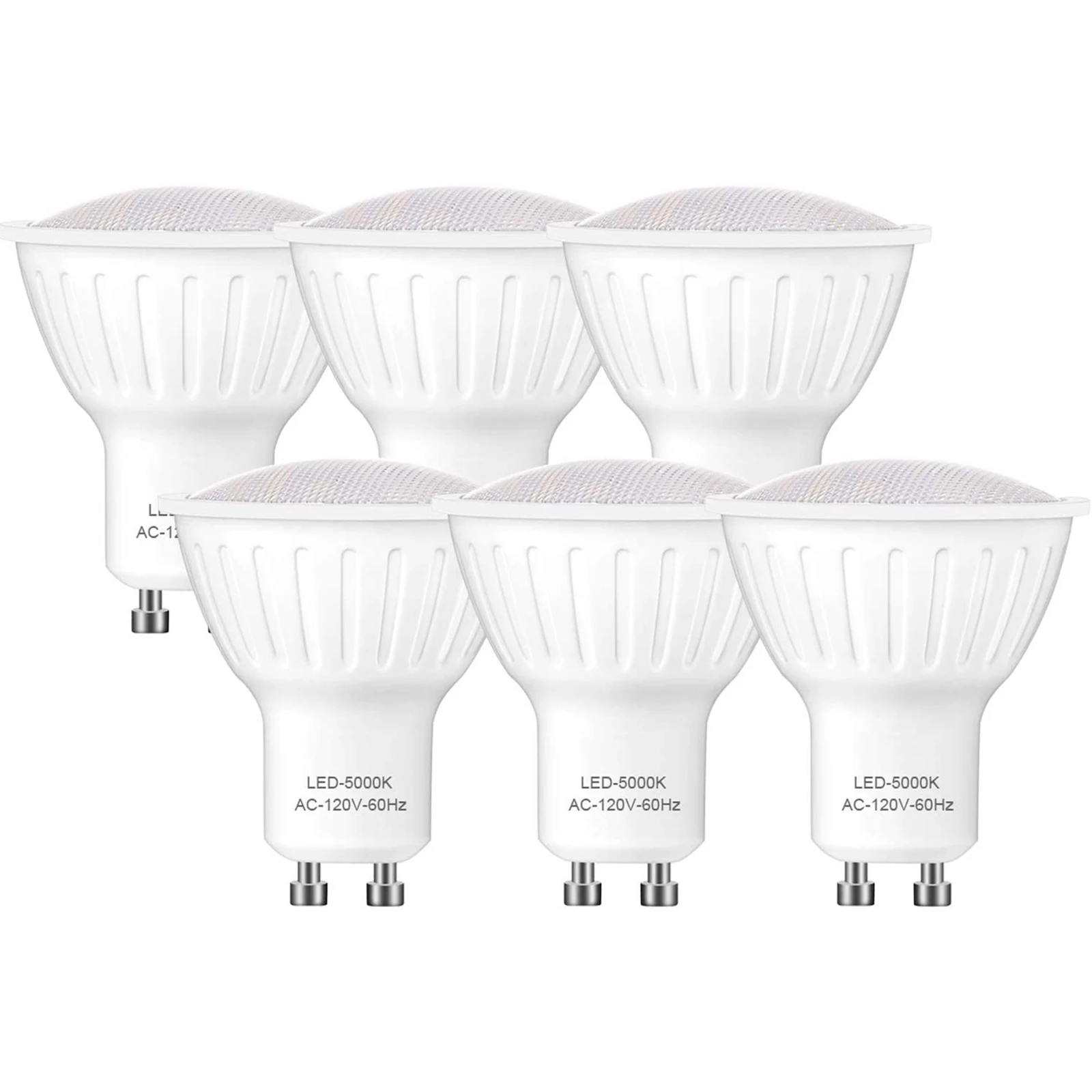 6pcs GU10 LED Dimmable Bulb, 120V 7W 60W Halogen Equivalent 5000K Daylight White, 120°Beam Angle 650LM