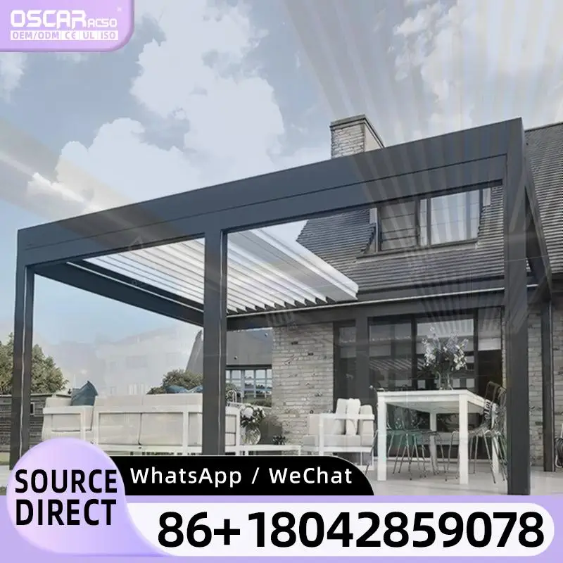 

Наружные моторизованные алюминиевые биоклиматические умные шторы для беседки со стеклянными дверными шторами для сада, патио, заднего двора