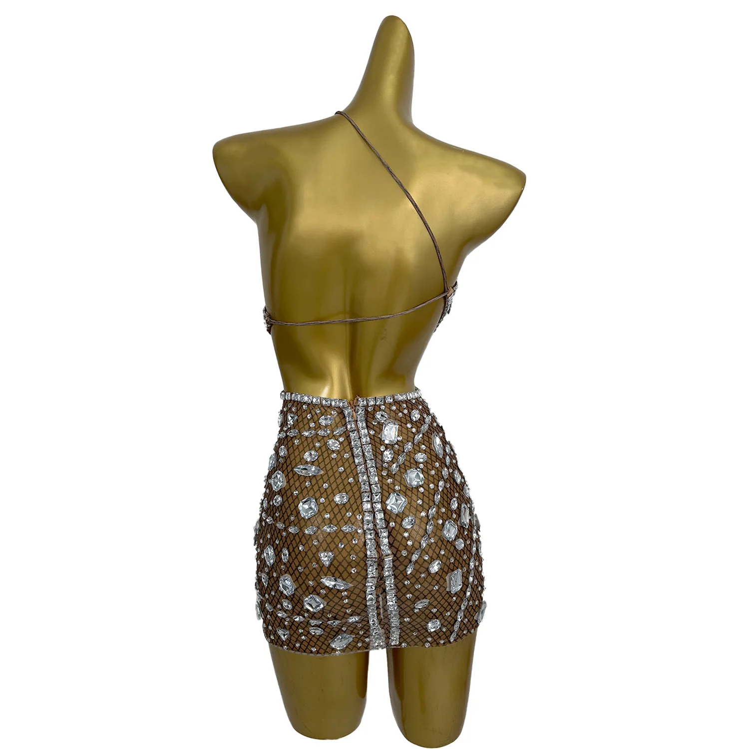 Abiti da festa da donna di lusso Juanlian Abito sexy senza schienale in rete trasparente cava Abito da spettacolo per bar Abito da ballo di compleanno festivo