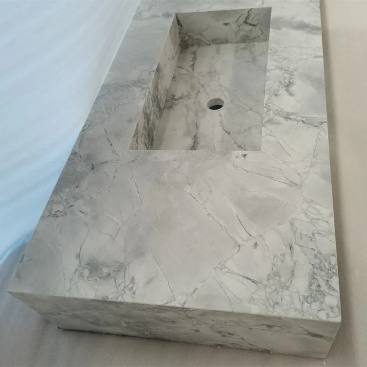 Modern Customize Design Trough Style Bathroom Kitchen Countertops Marble Vanity Top Wash Basin and Sink