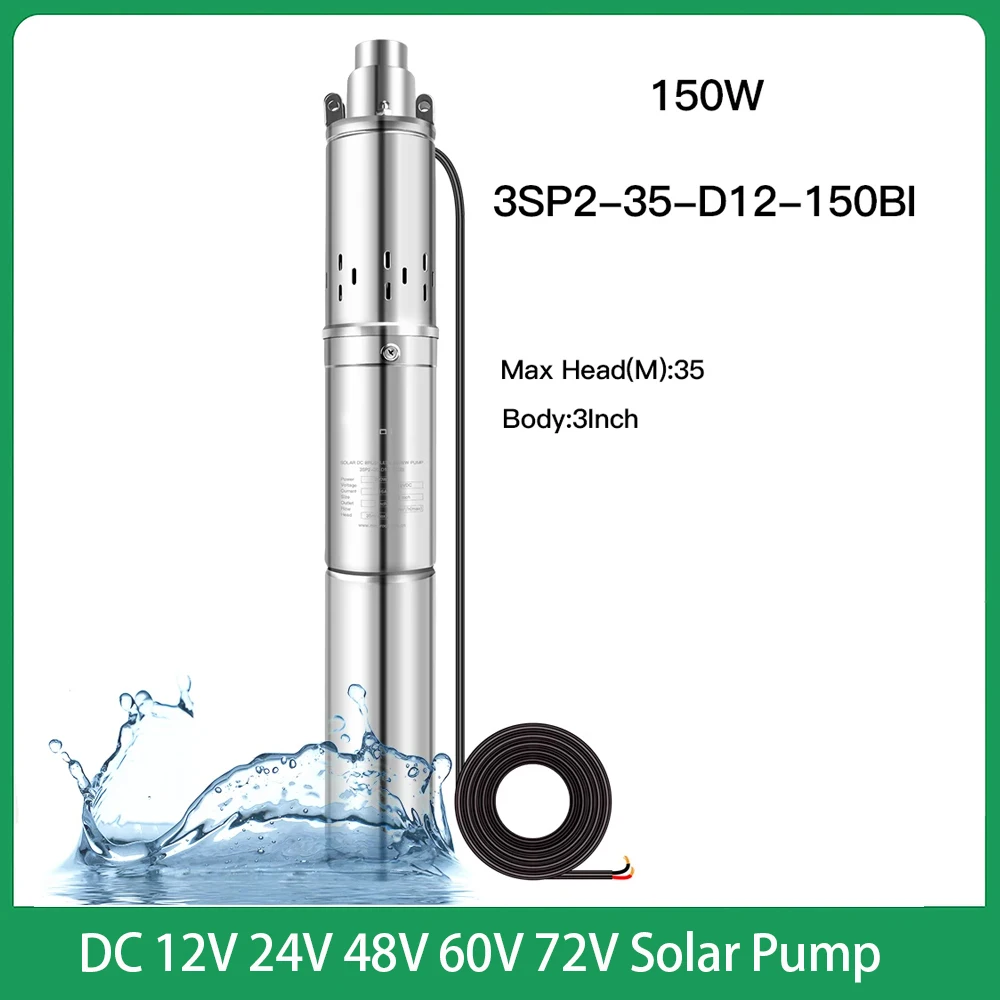 750W 370W 150W DC 12V 24V 48V 60V 72V Submersible Well Water Pump Solar Water Pump With Bulit In Controller Ship From Mexico EU