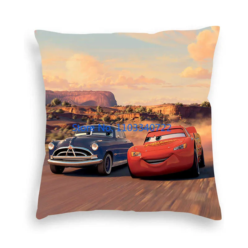 Anime Cute McQueen Cars Family Cushion Cover Plush Pillowcase Pillow Case Shams Sofa Car Home Decor 45x45cm Kids Birthday Gift