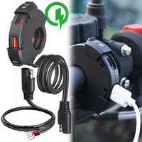 Motorcycle Charger QC 3.0 USB Fast Charging Type-C USB Dual Port Phone Charger Waterproof Socket 12-24V Moto Bike Chargers Plug