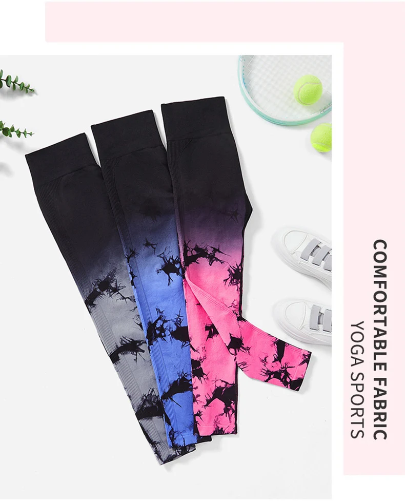 Peach Pants High Waist Tie Dyed Hip Lifting Sports Training Fitness Elastic Tight Lifting Hip Yoga Pants