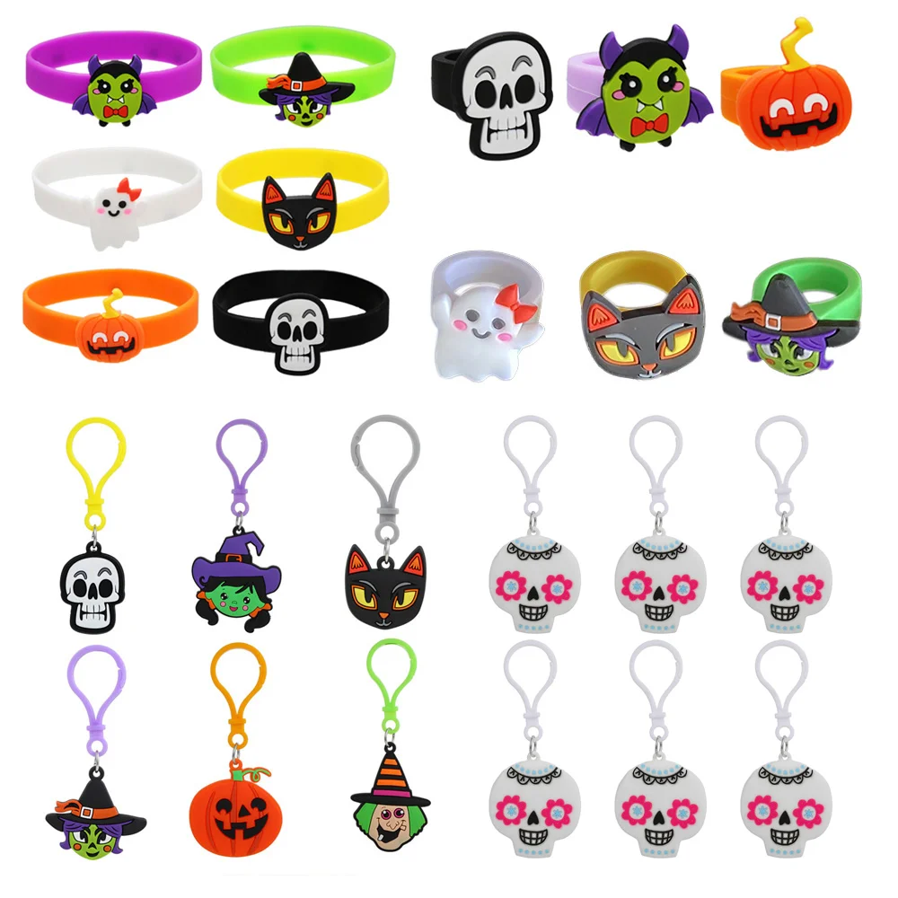 Halloween Party Favors Rubber Bracelets Goodie Bag Stuffers Silicone Wristbands Party Rings Pumpkin Children Gifts