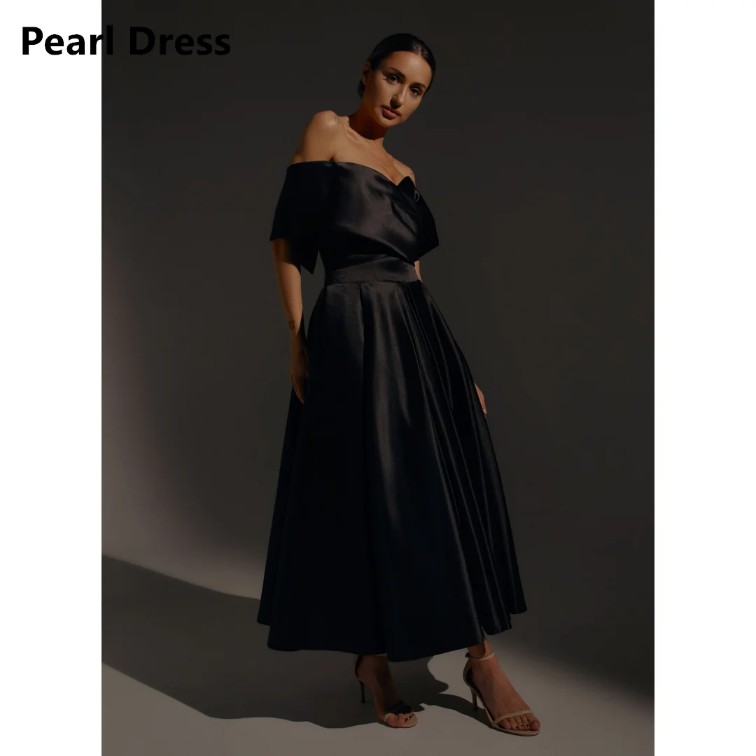 

Pearl Black Evening Luxury Dress 2024 Satin Prom Dresses 2024 Women Off the Shoulders Elegant Women's Luxury Party Dresses Woman