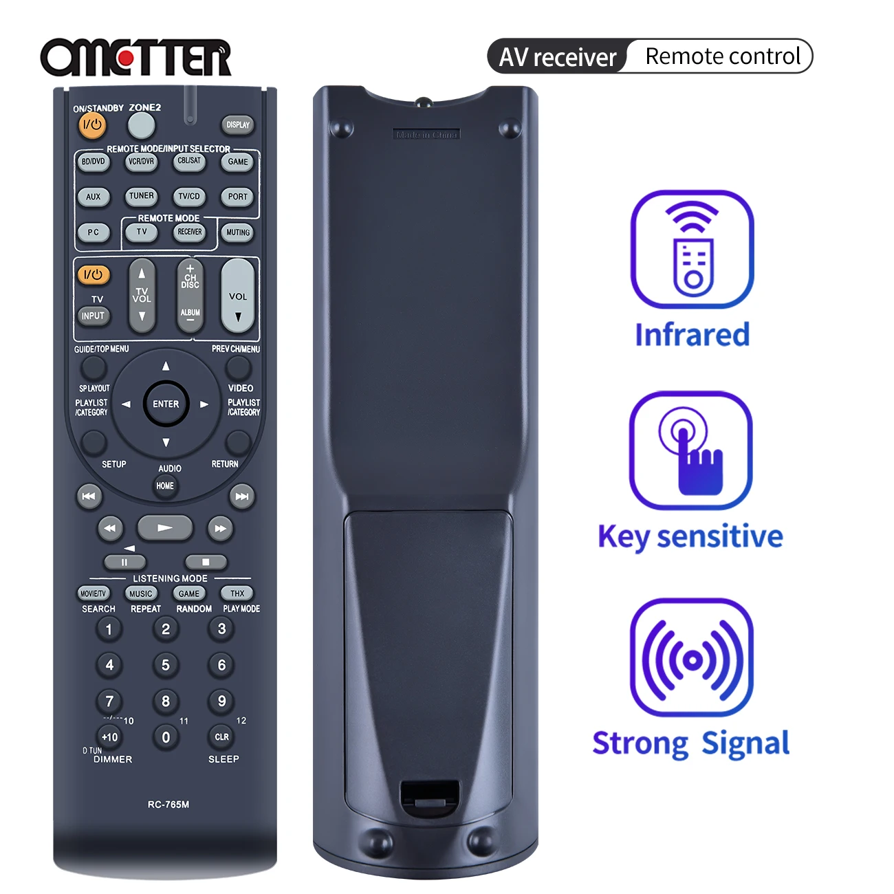 New RC-765M Black Wireless Handheld OEM Replacement Remote Control For Onkyo